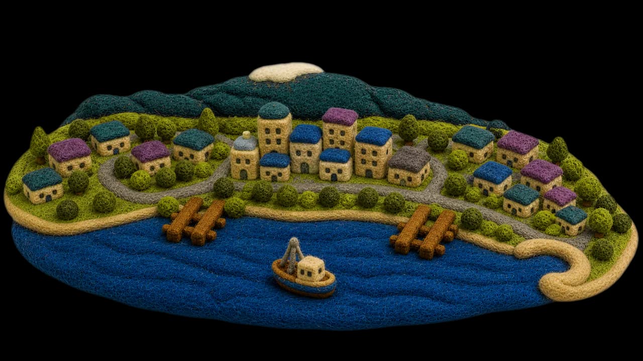 Felt city illustration for Comox Valley, British Columbia