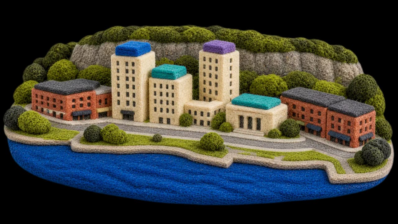 Felt city illustration for Hamilton, Ontario