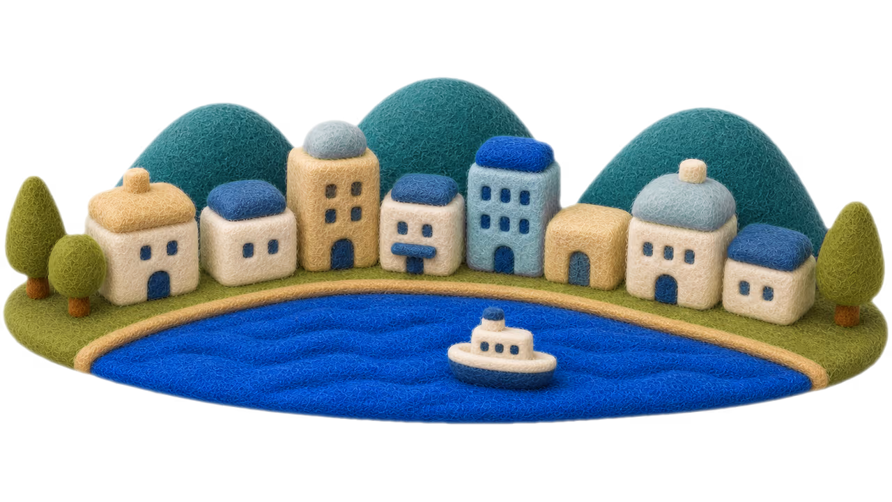 Felt city illustration for Brooks, Alberta