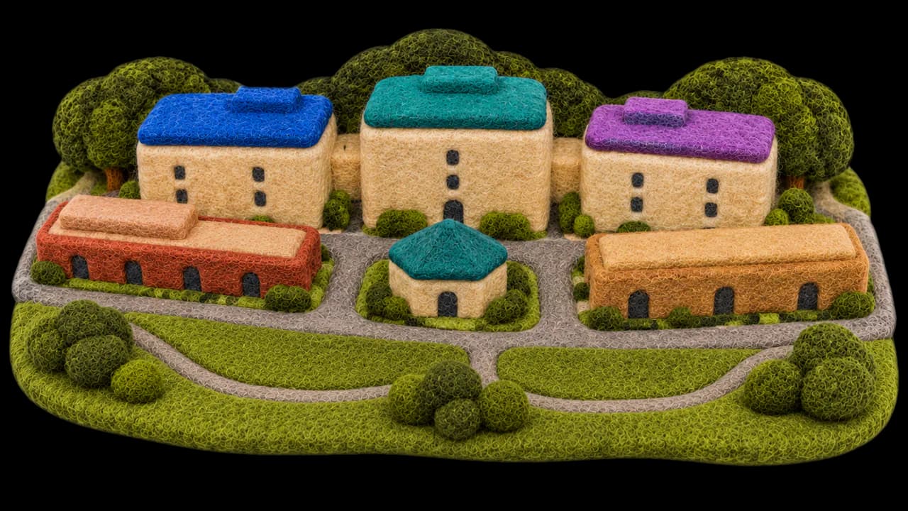 Felt city illustration for Grande Prairie, Alberta