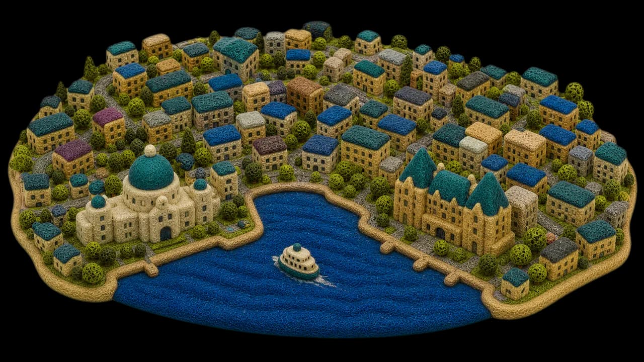 Felt city illustration for Victoria, British Columbia