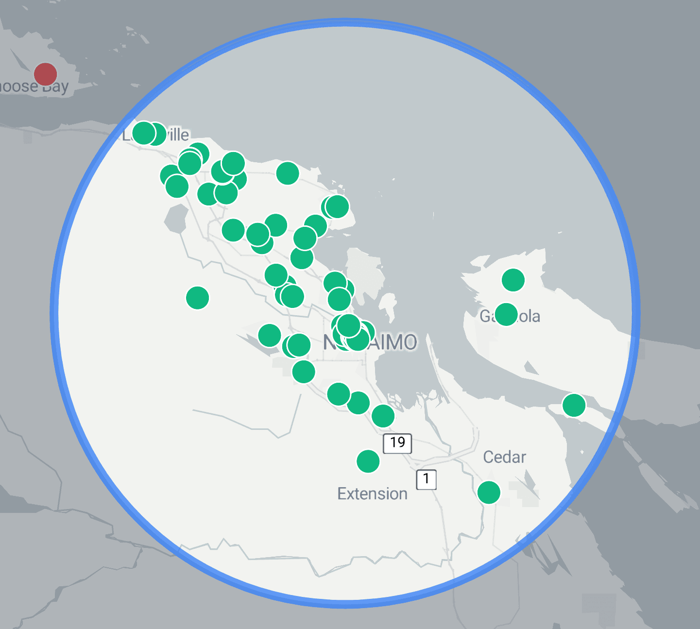 Select a search area on the map